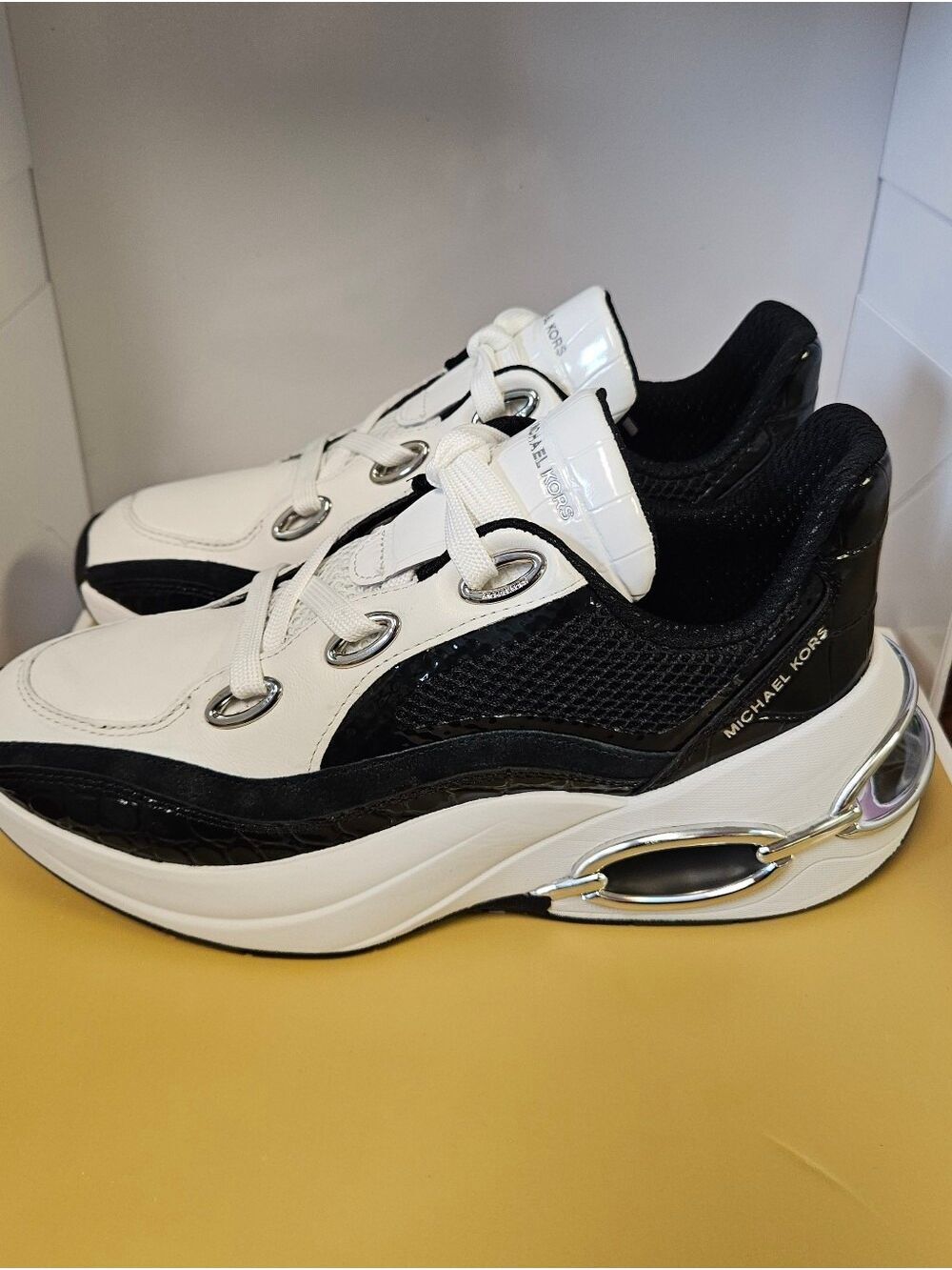 Michael Kors Black and  White Trainer Sneaker Size 8.5